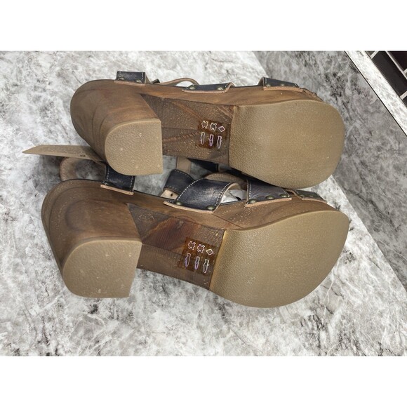 Bed Stu Black Caitlin Sandals Rustic Leather Strappy Heels Distressed Women's 10 - Picture 10 of 11